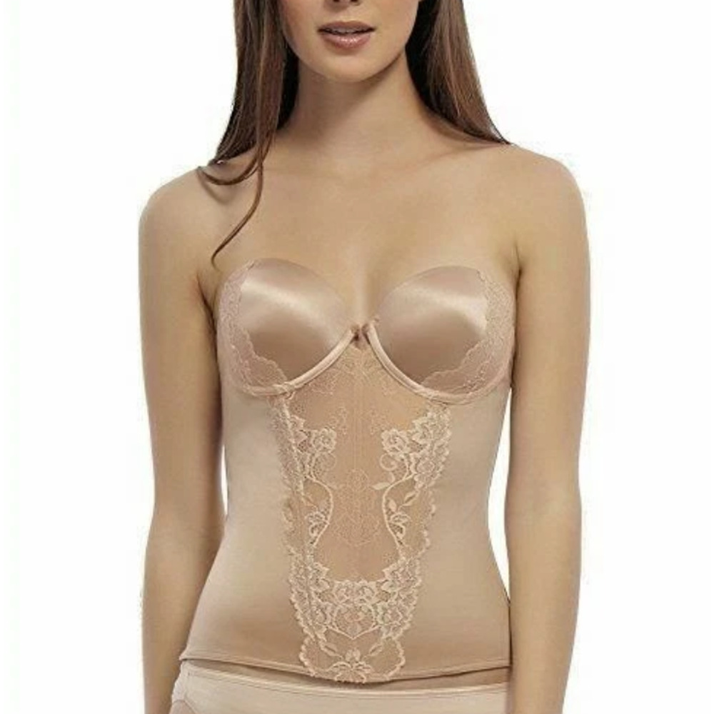 JEZEBEL Caress Too BUSTIER Fawn style Underwire Nude Size 38C 14765